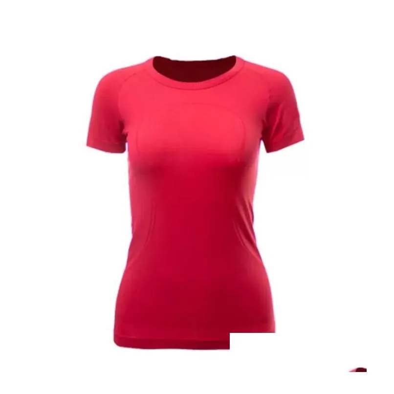 Lu-088 Women Yoga T-Shirts Women`s T-Shirt High-Elastic Breathable Running Top Quick Drying Seamless Short Sleeve Sport-Cycling Gym Wear lu