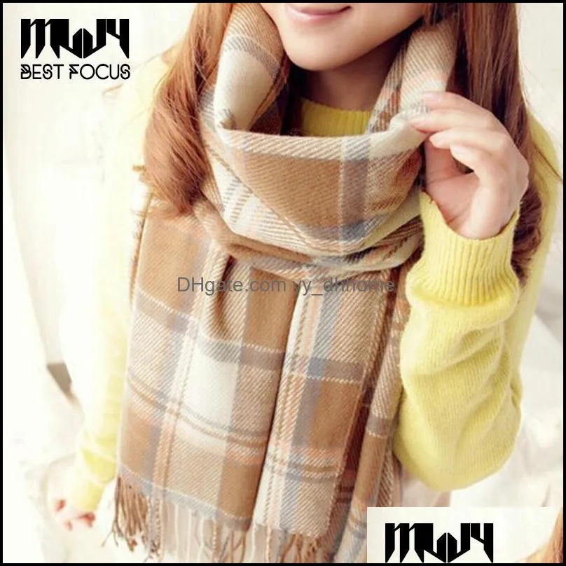 Scarves Plaid Scarf Cold Weather Wraps Cashmere Womens Fashion Long Shawl Big Grid Winter Warm Lattice Large Christmas Drop Delivery A Dh3Jg