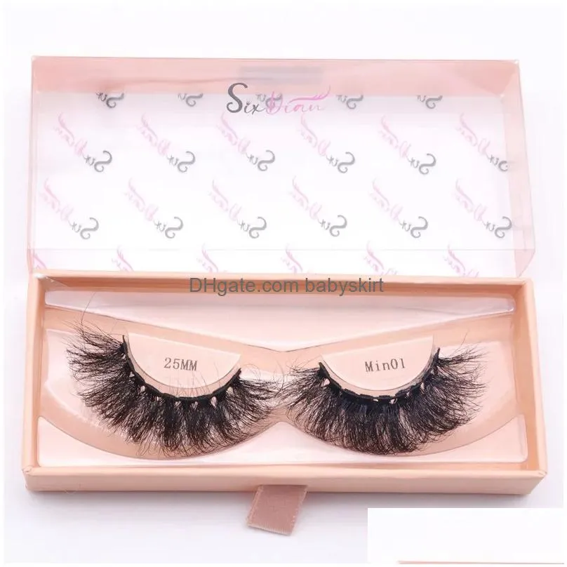 False Eyelashes 25Mm Eyelash Faux Mink Lashes Long Dramatic 5D Russian D Curl Fluffy Thick Lash Handmade Eye Makeup 10 Styles Drop Del Dhbrs