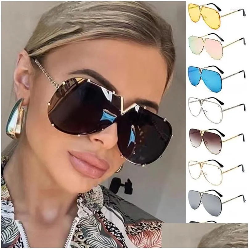 Sunglasses Brand Punk Round Women Fashion Large Frame Sun Glasses Female Metal Retro Designer Vintage V Shape Drop Delivery Accessori Dhldv