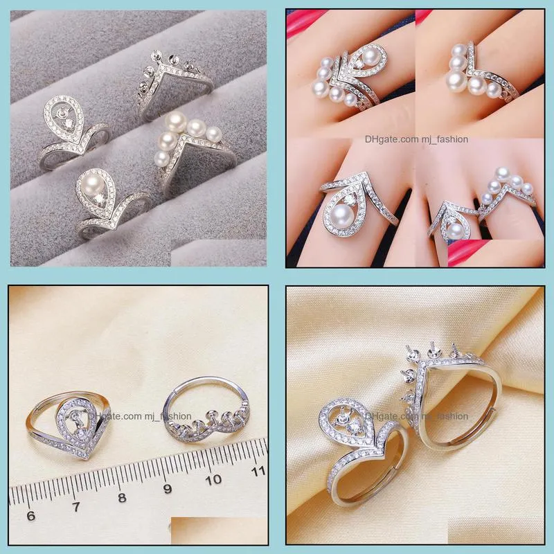 Jewelry Settings Designer Rings Pearl Ring S925 Sterling Sier Diy For Women Combination Fine Gift Drop Delivery Dhgarden Dh5Ck