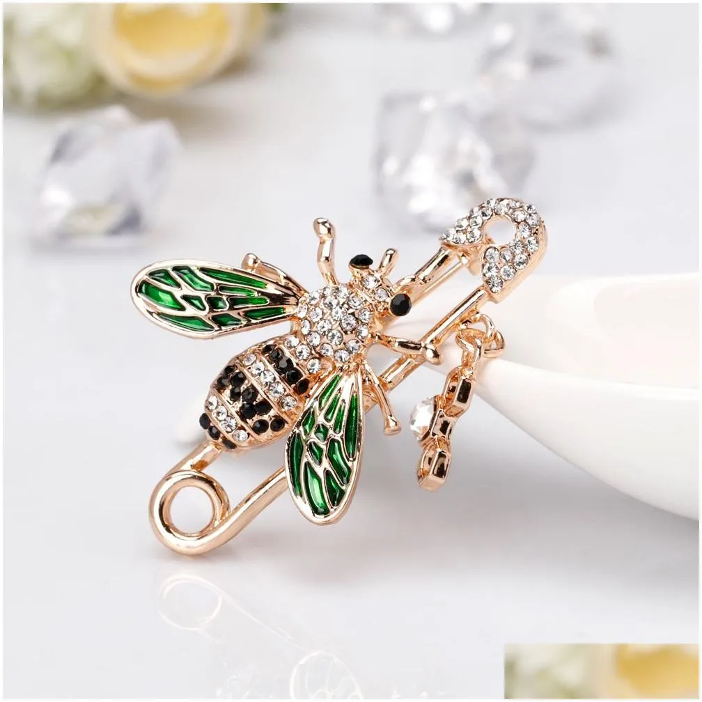 trendy small bee brooches for women elegant crystal colorful animal brooch pins lady fashion party jewelry accessories