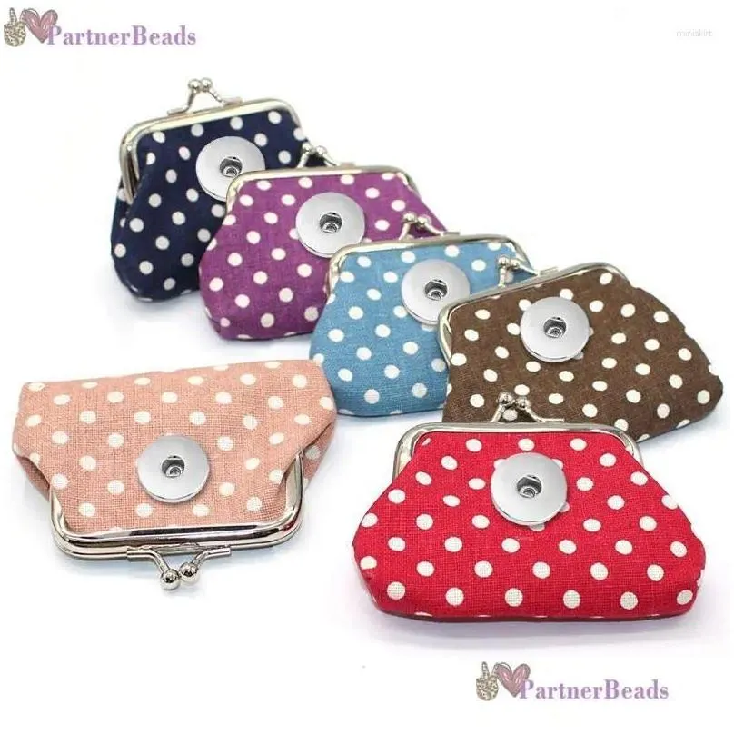 Bangle 6 Colors 18MM Snap Button Jewelry Dot Spot Coin Purses Small Wallets Pouch Kids Girl Women`s Money-Bags For Gift QB618