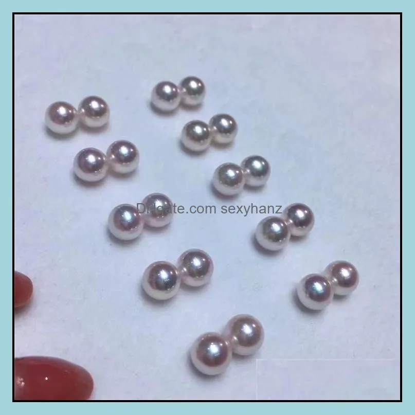 Loose Gemstones Pearl Bead Diy Jewelry High Gloss Natural Freshwater For Women 6-9Mm Round White Beads With Drop Delivery Dhgarden Dh9Vn