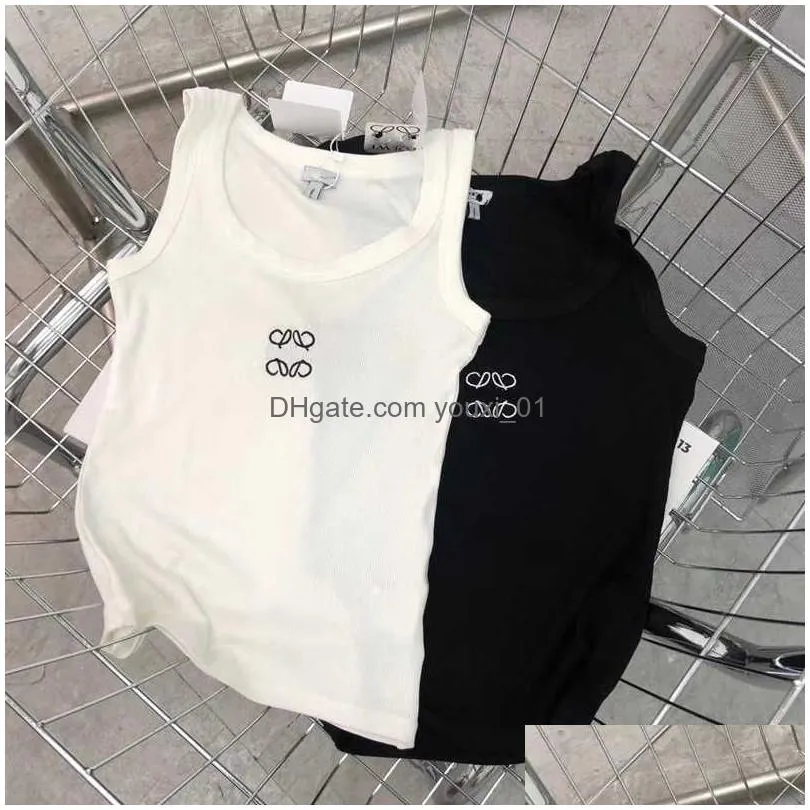 Women`S Knits & Tees Cropped Top T Shirts Women Tank Designer Embroidery Vest Sleeveless Breathable Knitted Plover Womens Sport Tops D Dhy8W