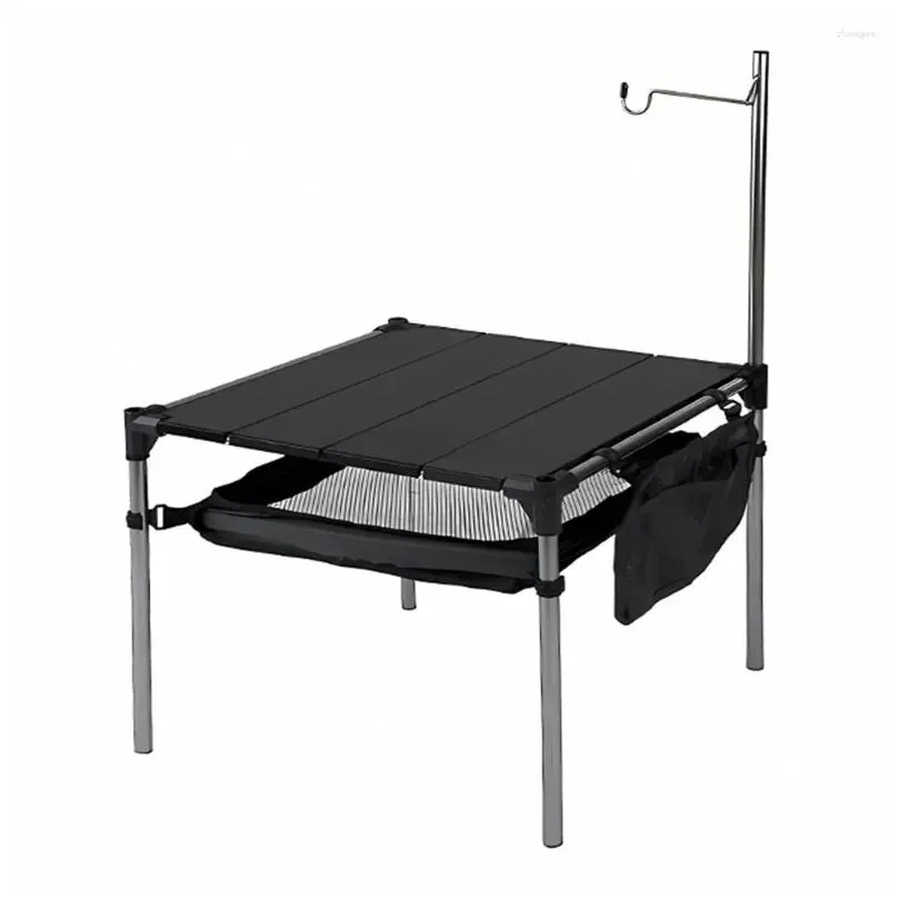 Camp Furniture Camping Aluminum Alloy Table Portable Grill Ultralight Folding Compact Beach With Light Pole For Picnic BBQ RV