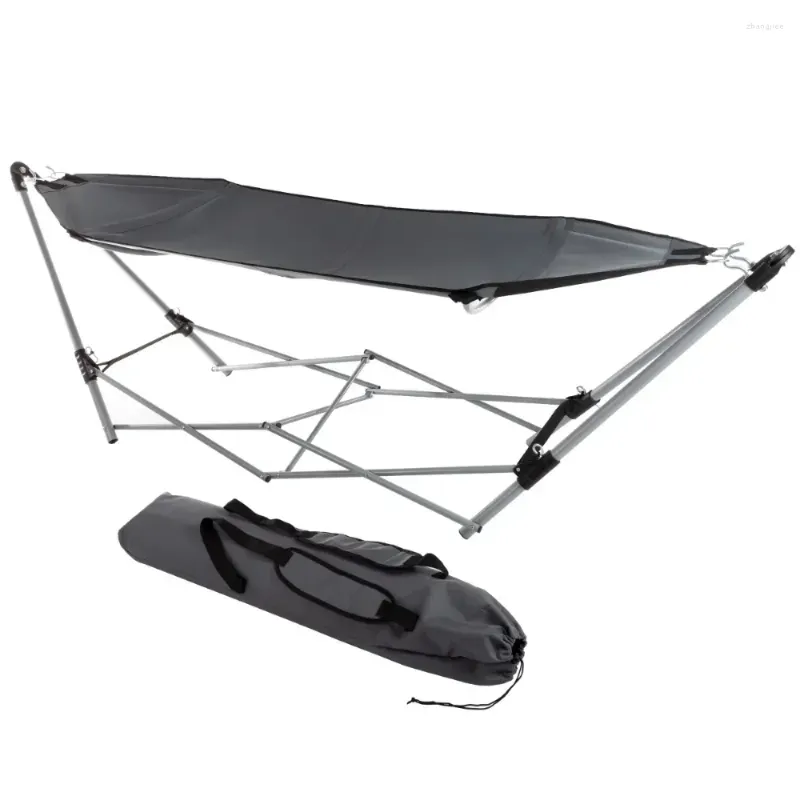 Camp Furniture Outdoor Portable Folding Hammock With Foldable Aluminum Frame Durable Sturdy Garden Camping