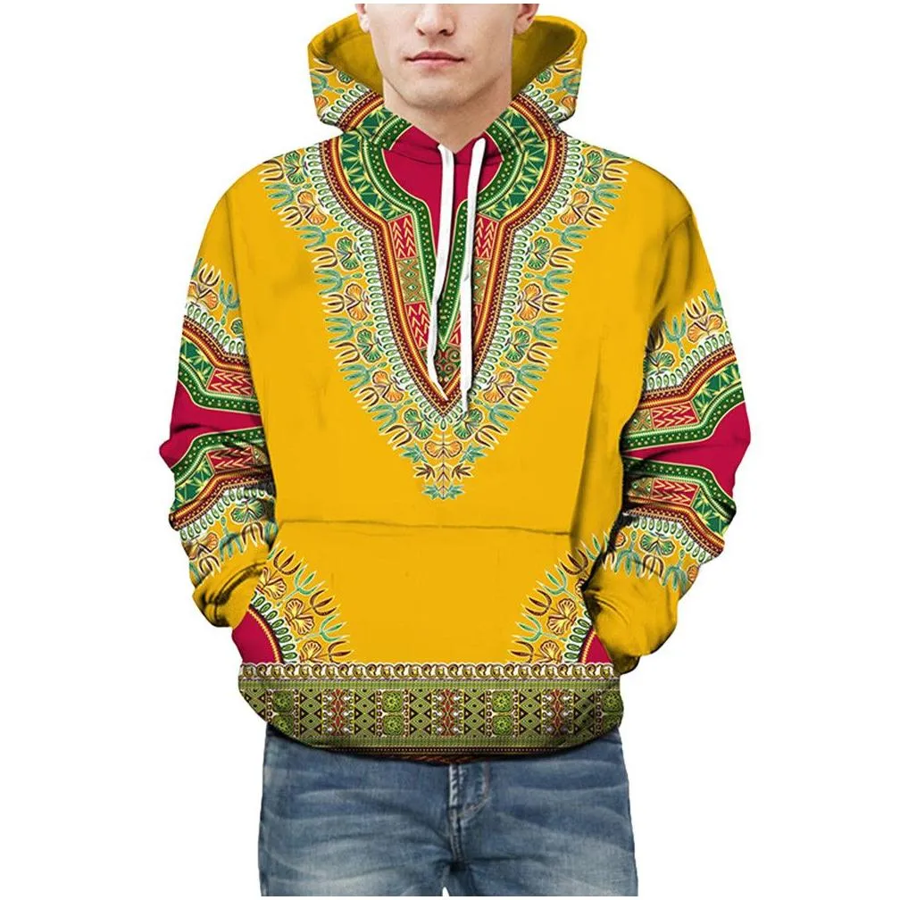 Men`S Hoodies & Sweatshirts Mens Lovers Autumn Winter African 3D Print Long Sleeve Dashiki Sweatshirt Top Male Drop Delivery Apparel Dhqnl