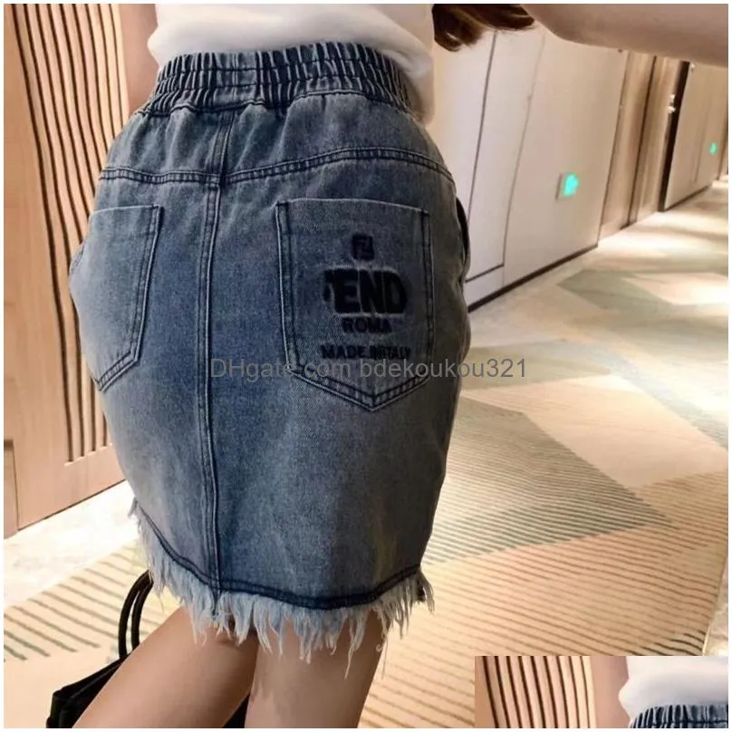 Skirts Fd Womens Denim Short Skirt Designer A 23Ss Summer New Letter Embroidery Shorts High Waist Washed Blue Hip Drop Delivery Appar Dh57X