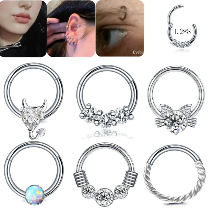 Nose Rings & Studs Jewelry Surgical Steel Septum Clicker Ring Punk Women Men Zircon Hoop Body Ps0894 Drop Delivery Dhrro