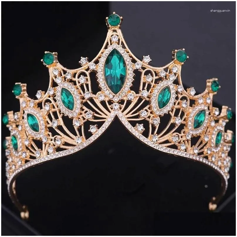 Hair Clips Baroque Crystal Crown Tiara For Women Bride Vintage Rhinestone Prom Diadem Bridal Wedding Accessories Jewelry