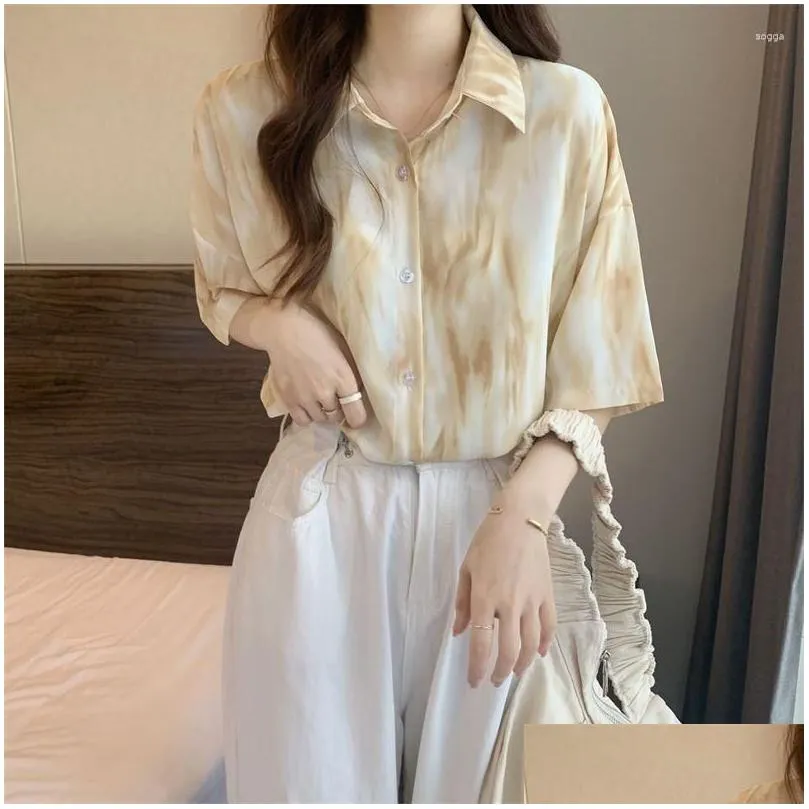 Women`s Blouses Short Sleeve Fashion Woman Blouse 2023 Dress Shirts For Women Vintage Y2k Clothes Shirt & Elegant Youth Clothing