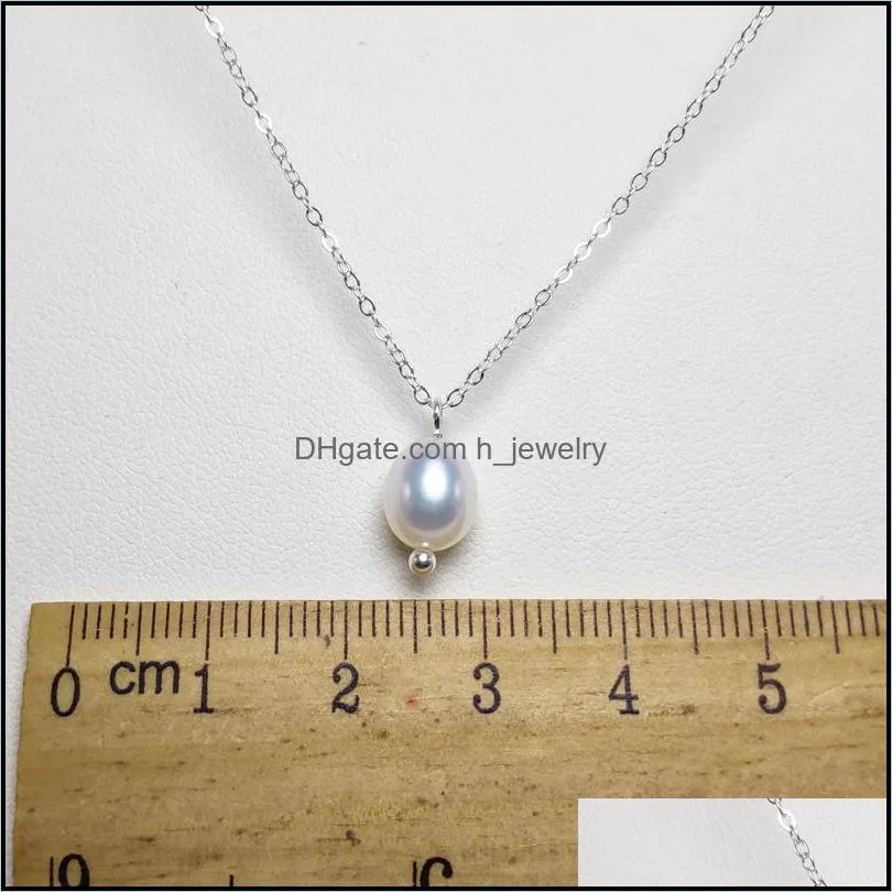 Pendant Necklaces Freshwater Pearl Water Drops Necklace For Women Girl S925 Sterling Sier Handmade Fashion Jewelry Girlfriend Drop Del Dh29E