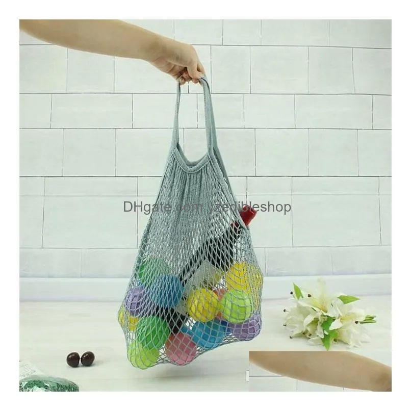 Storage Bags Mesh Shop Bag Reusable String Fruit Handbag Totes Women Net Woven Grocery Tote Drop Delivery Home Garden Housekee Organi Dh870