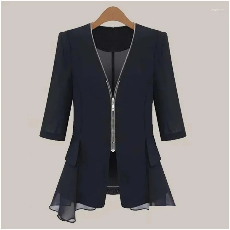 Women`s Suits Blazer Jacket 2024 Summer Korean Three-Quarter Sleeve Thin Sun Protection Suit Coat Female Casual Ladies Blazers Tops