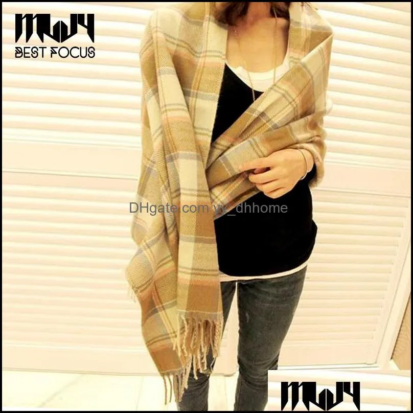 Scarves Plaid Scarf Cold Weather Wraps Cashmere Womens Fashion Long Shawl Big Grid Winter Warm Lattice Large Christmas Drop Delivery A Dh3Jg