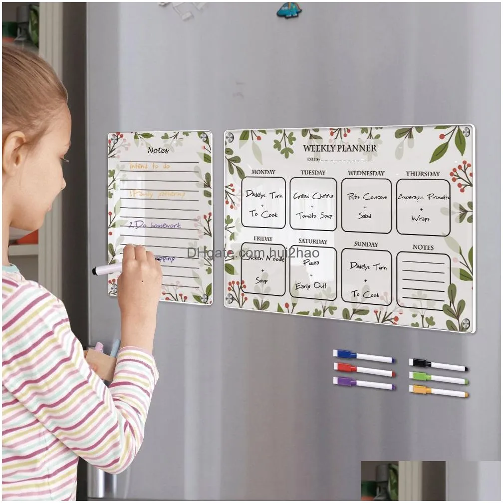 fridge magnets 3d magnetic acrylic week plan memo message board erasable diy refrigerator sticker whiteboard 230816