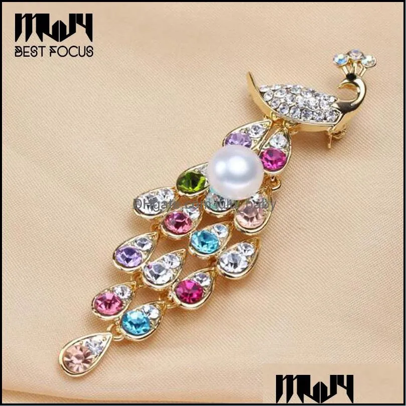 Pins, Brooches Sier Brooch Rhinestone Pearl Flower Pins For Women Wedding Jewelry Fashion Accessories 9 Drop Delivery Dhgarden Dh4Ly