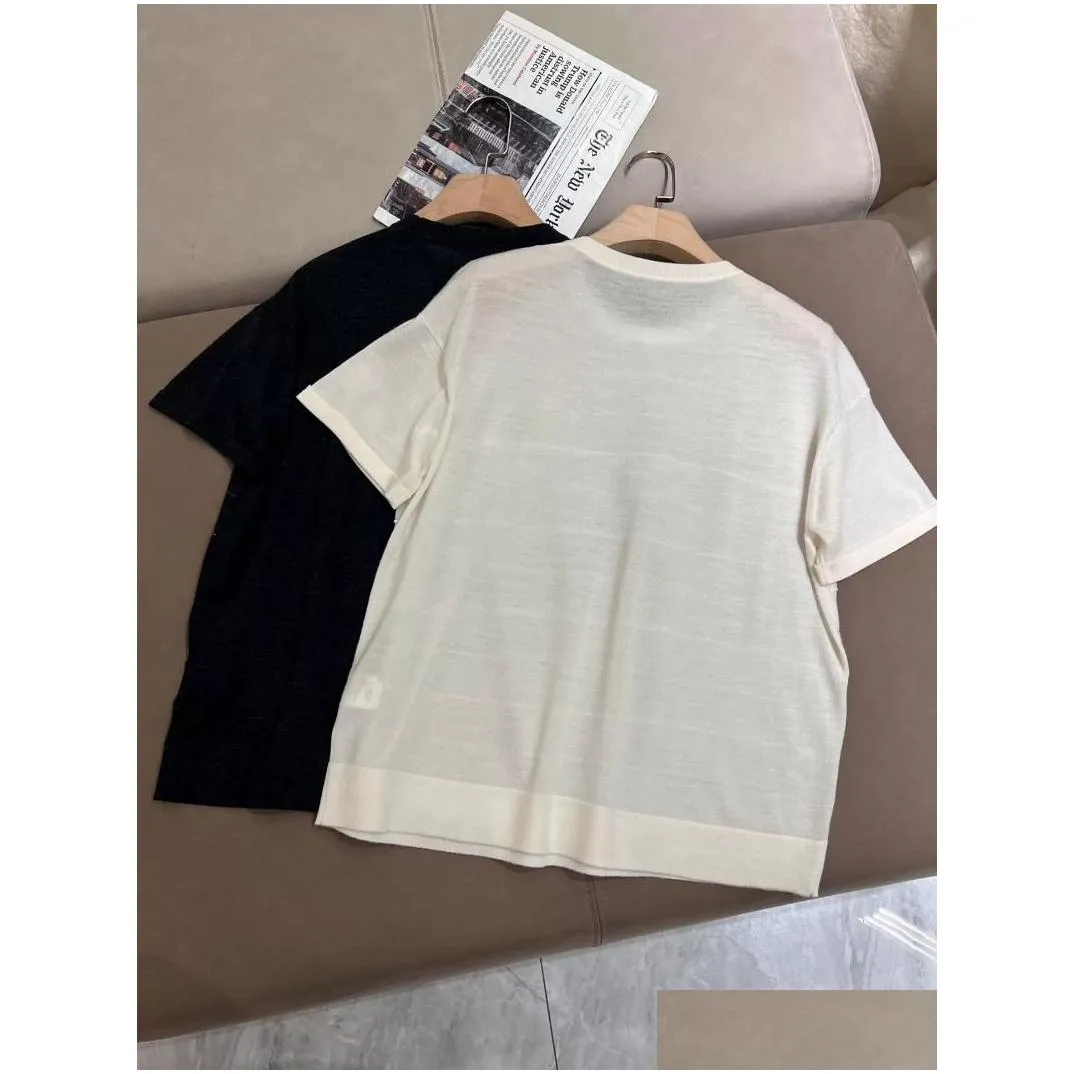 Women T Shirts Spring Round Neck brunello Knitted Short Sleeve T-shirt cucinelli Black and White