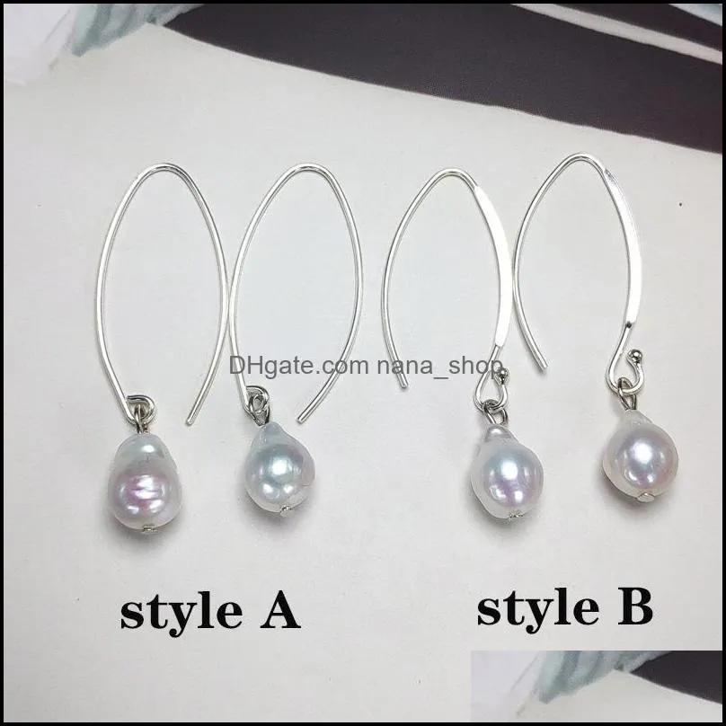 high-gloss s925 sterling silver pearl ear hook pearl stud earrings water drop baroque pearl earring for women anniversary gift jewelry