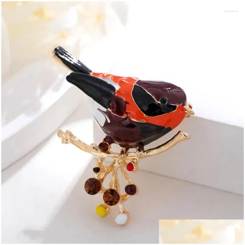 Brooches 1PC Simple Style Alloy Dripping Oil Bird Brooch Fashion Personality Animal Corsage Pin Accessories