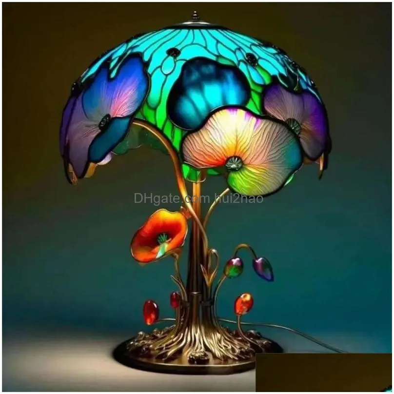 decorative objects figurines colorful mushroom table lamp decoration design home resin craft courtyard ornaments indoor light 231027