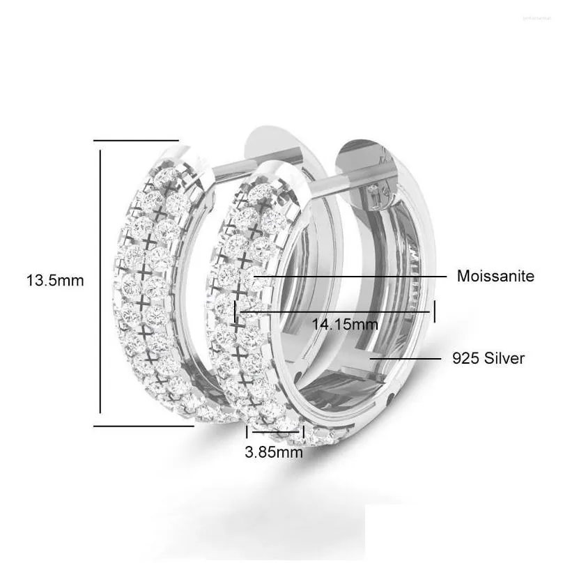 Hoop Earrings Luxury Round Brilliant Moissanite Diamond For Women 925 Sterling Silver Trending Jewelry Wedding Gift Girls NW