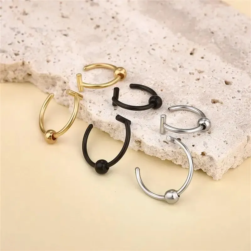 Nose Rings Studs Fashion Stainless Steel Horseshoe Fake Ring C Clip Lip Piercing Stud Hoop For Women Men Barbell Drop Delivery Je J Otm52