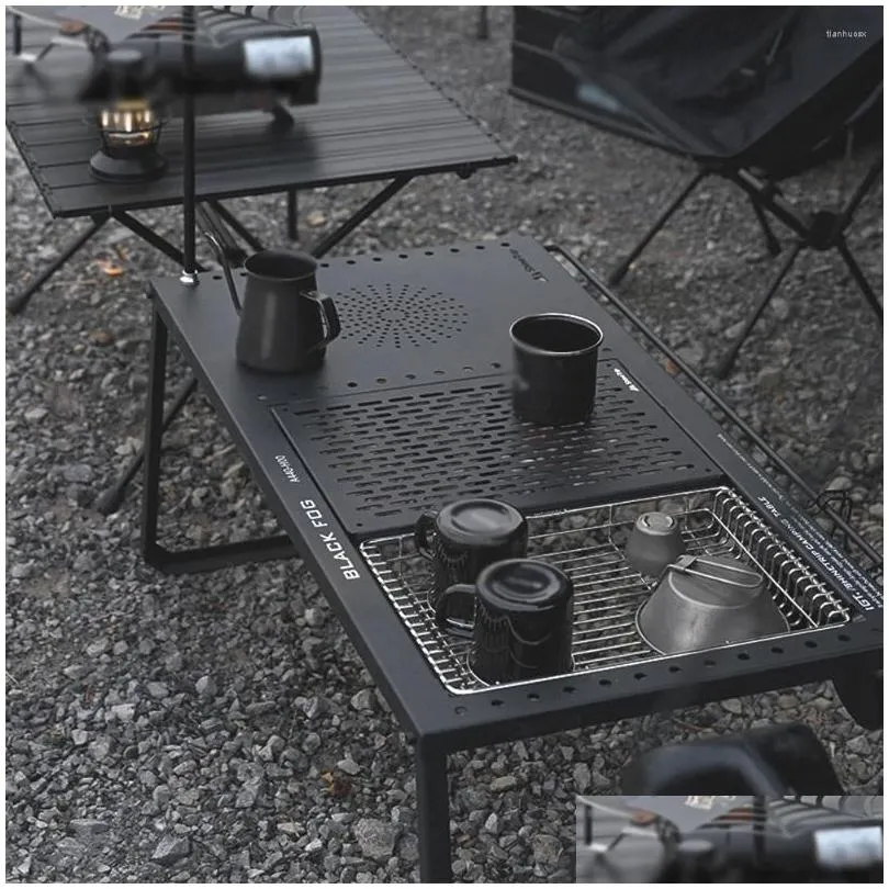 Camp Furniture Portable Camping Carbon Steel Table Unit Board Combination Folding Outdoor Picnic Dinner Desk Fishing Barbecue