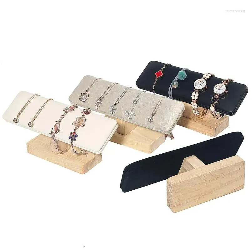 Jewelry Pouches Fashion T-bar Wood Hairband Watch Necklace Bracelet Display Stand Rack Holder For Woman Colors Sturdy
