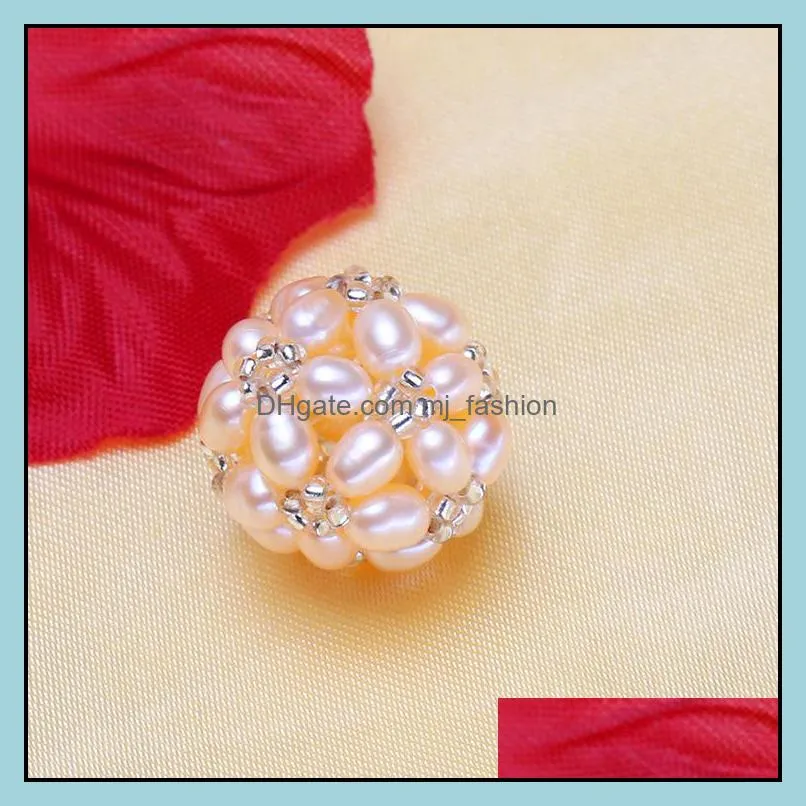 Pearl 100% Freshwater Diy Ball Handmade Woven Pendant For Women Settings 2 Styles Necklace Jewelry Gift 6Pcs/Lot Drop Delivery Loose Dh7Mb