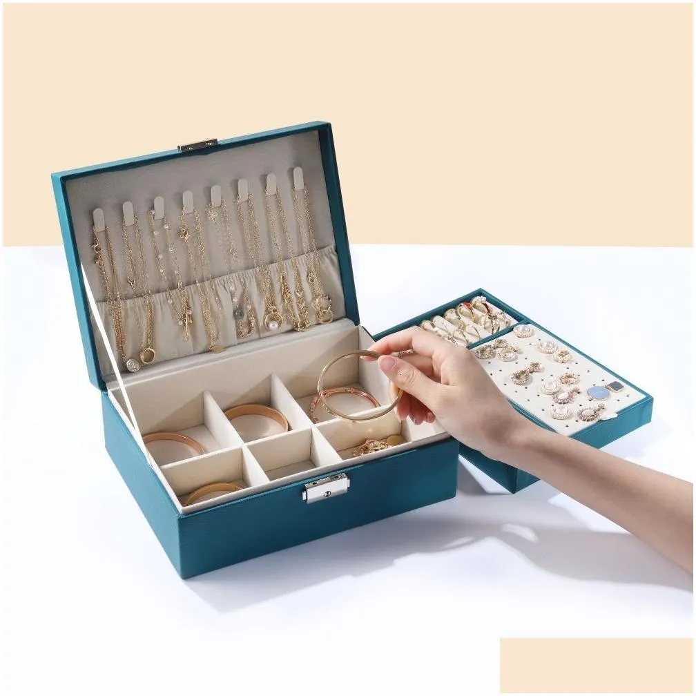 jewelry boxes high capacity double-layer jewelry storage box multifunction jewelry organizer necklace earring bracelet display holder gift box