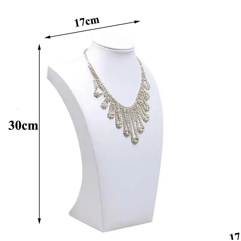 jewelry boxes luxury pu jewelry model bust show exhibitor 5 sizes options white display necklace pendants mannequin jewelry stand organizer