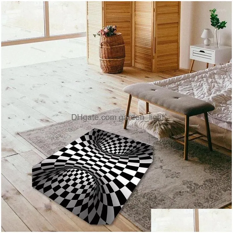 carpets black and white visual carpet living room bedroom coffee table mat 3d geometric stereo illusion floor