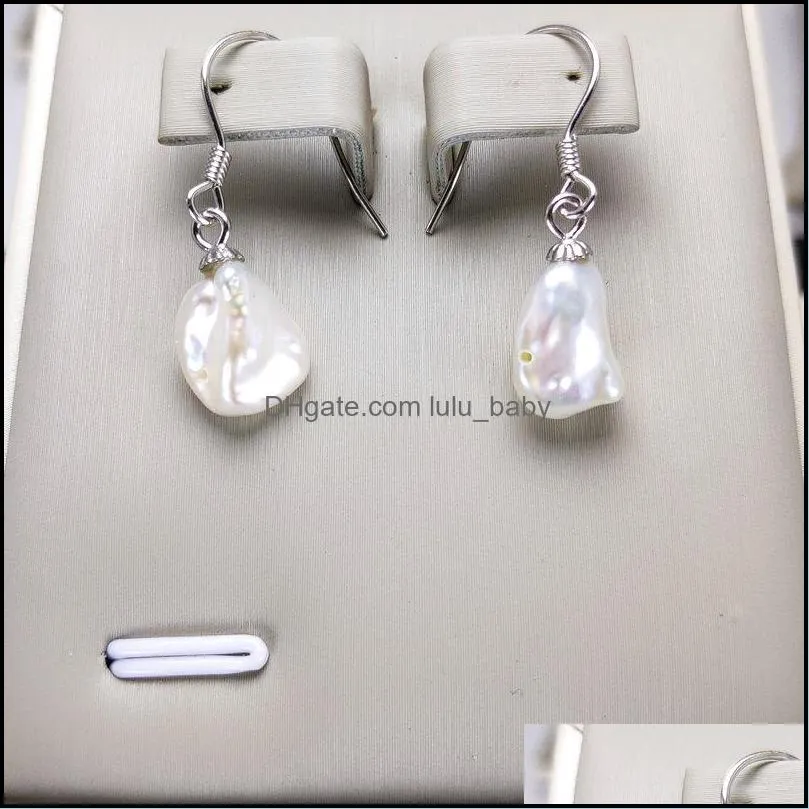 Dangle & Chandelier Unique Baroque Pearl Earrings 8-9Mm Freshwater Stud S925 Sterling Sier Earring Fashion Jewelry For Women Wedding Dh4Mn