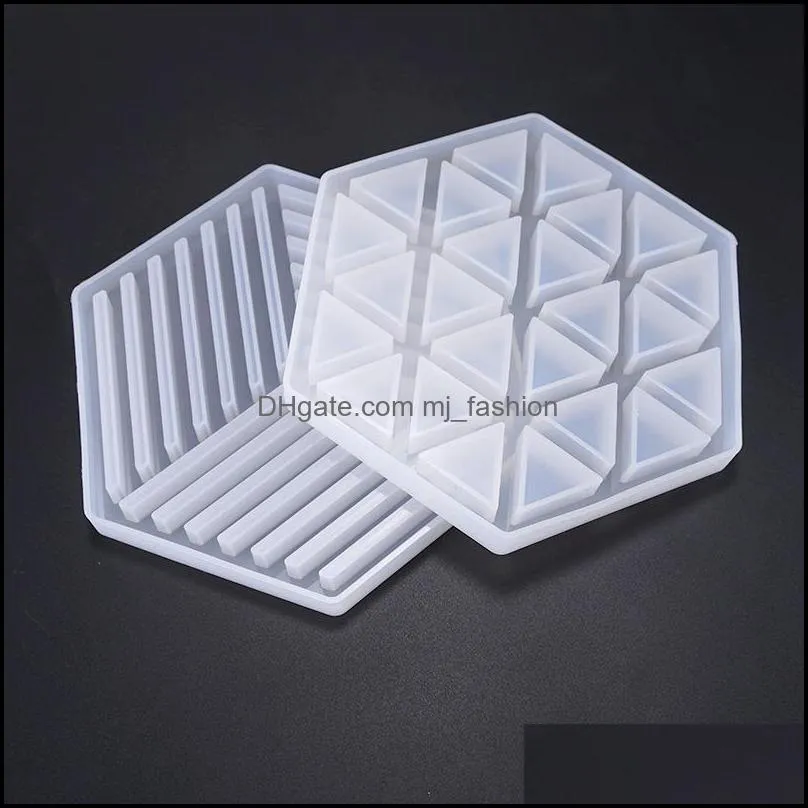 Molds Hexagon Coasters Sile Mold Diy Resin Stripe Triangle For Table Mat Decoration Jewellery Making Craft Sil Mod Drop Deli Dhgarden Dhvnw