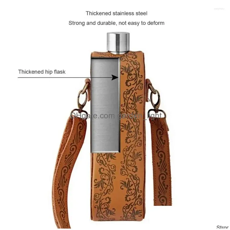 hip flasks 28 oz portable flask russian vintage alcohol 304 stainless steel with holster thickened flat wine bottle