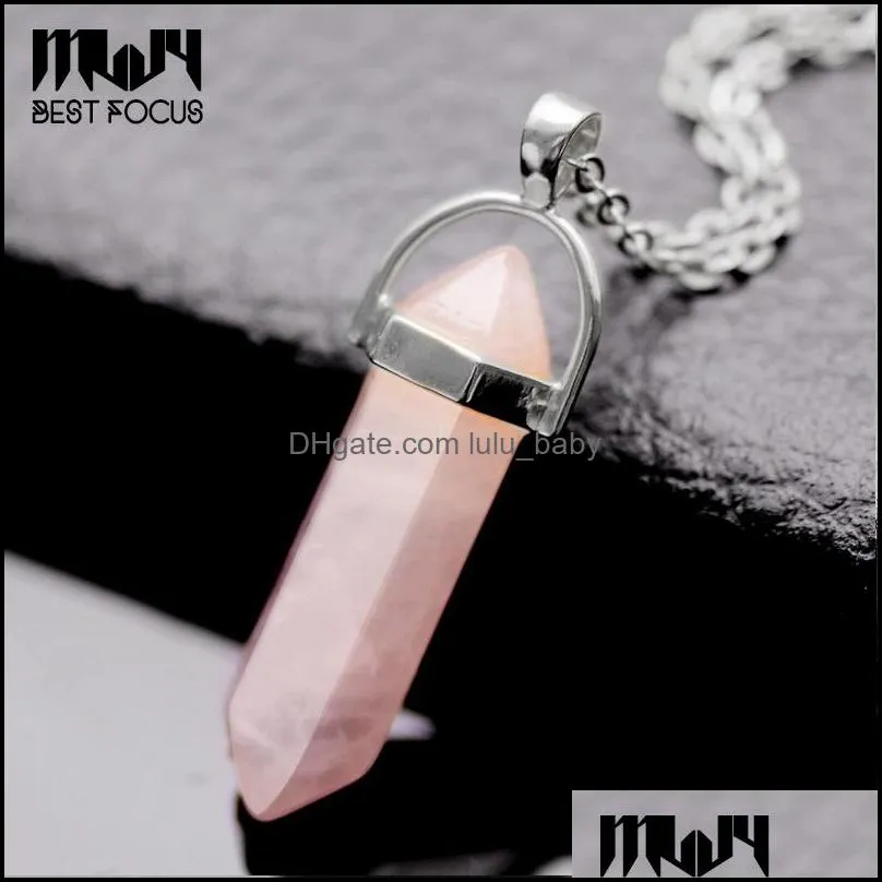 Pendant Necklaces Fashion Crystal Natural Stone Necklace Rock Gem Turquoise Reiki Chain Pendants 16Pcs/Lot Drop Delivery Jewe Dhgarden Dhjq4