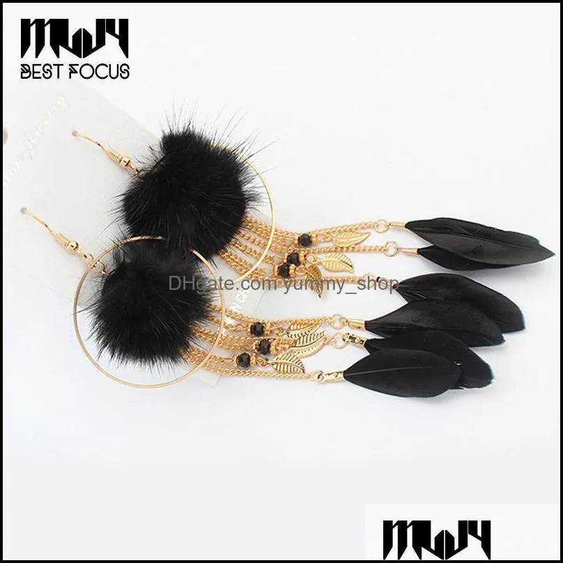 Dangle & Chandelier Womens Long Earrings Hanging Drops Tassels Earring For Women Ethnic Statement With Feather Stud Drop Delivery Jew Dhqny