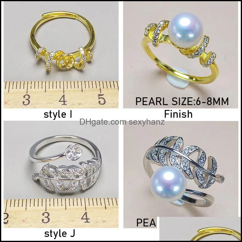 Jewelry Settings New Pearl Ring Accessories 925 Sier 10 Styles For Women Mounting Rings Adjustable Size Diy Gift Drop Delivery Dhlxt