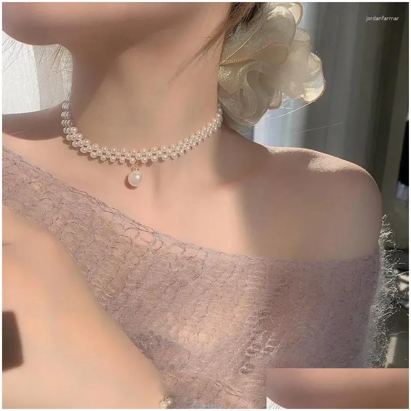Chains Pearl Woven Choker Necklace In South Korean Design Clavicle Chain Summer Women`s Style