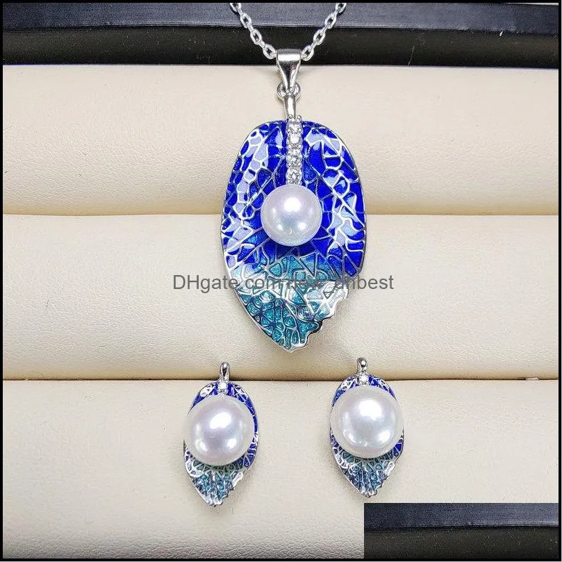 Bracelet, Earrings & Necklace Natural Pearl Pendant Ring Set S925 Sier Stud 12Styles Earring For Women Fashion Jewelry Xmas Present N Dhrwy