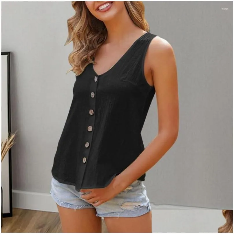 Women`s Blouses Women Shirt Summer-ready V-neck Sleeveless Breathable Sweat-absorbing Female Top For Casual Comfort Tee