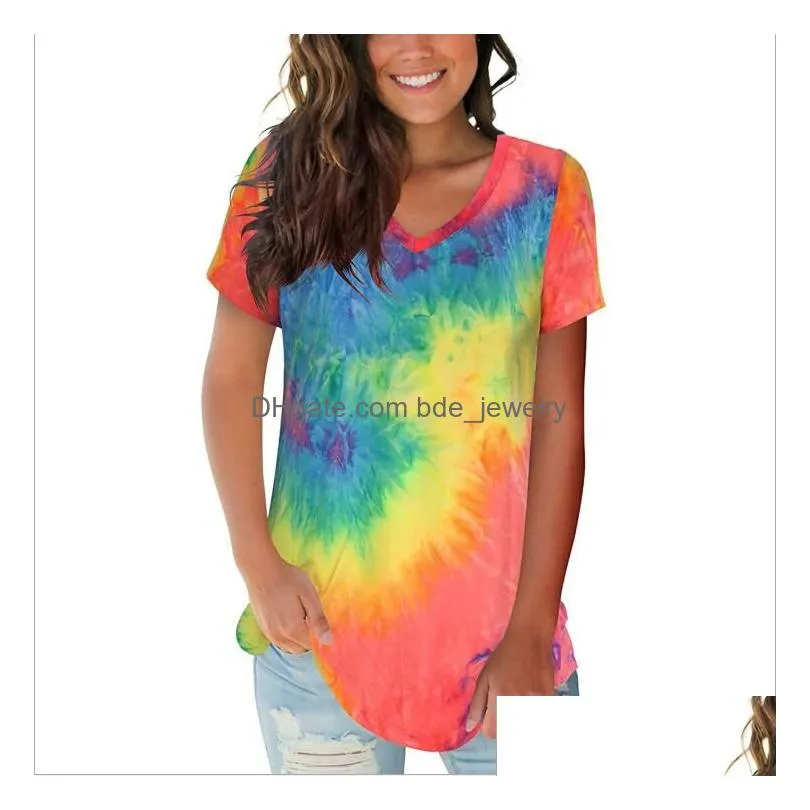 tshirts tiedyed vneck tops summer street tees female fashion short sleeve shirts casual harajuku blusas women designer clothing8824718