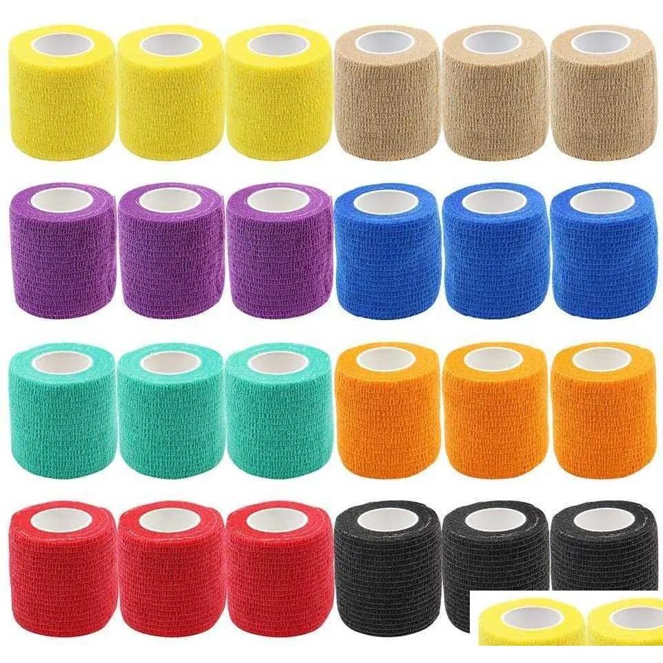 12 Roll Cohesive Bandage Tape Vet Wrap Self Adherent Wrap for Medical First Aid Sports Injury, Wrist, Ankle Sprains and Swelling Q0913