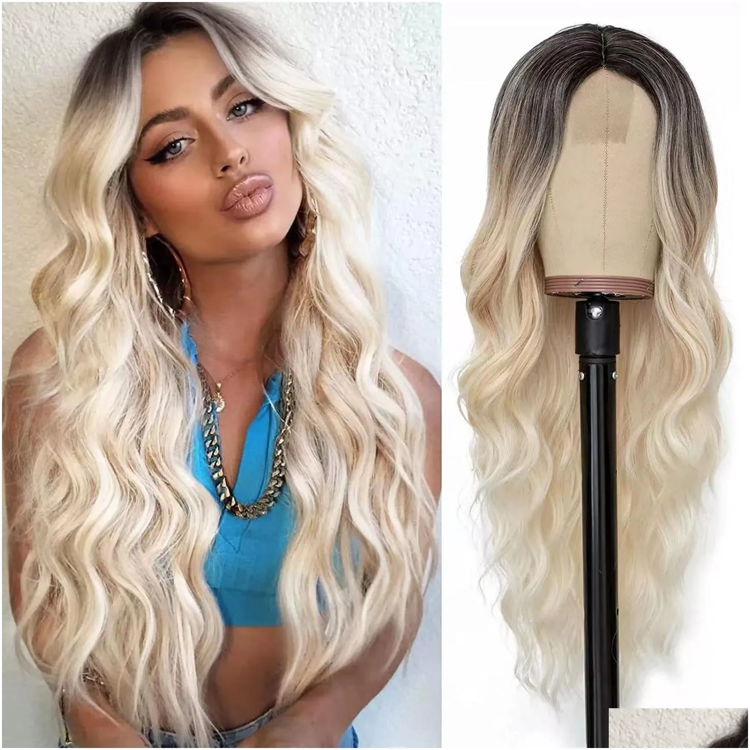 Lace Wigs Designer Body Wave Highlight Front Human Hair For Women Frontal Wig Pre Plucked Honey Blonde Colored Synthetic Drop Deliver Dhyna