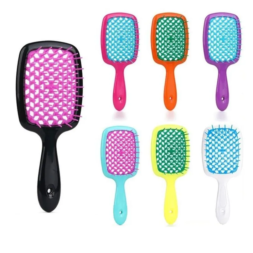 Hair Brushes Comb Fluffy Smooth Wide Teeth Curling Ribs Mas For Mesh Hollow Magic Demelant Brush Drop Delivery Products Care Styling T Dhkb1
