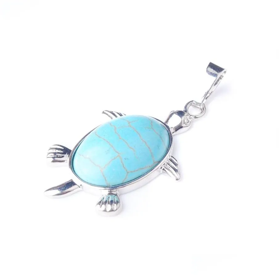 WOJIAER Natural Tigers Eye Stone Tiny Turtle Pendants Reiki Lucky Animal Sea Charm Jewelry for Women BE910