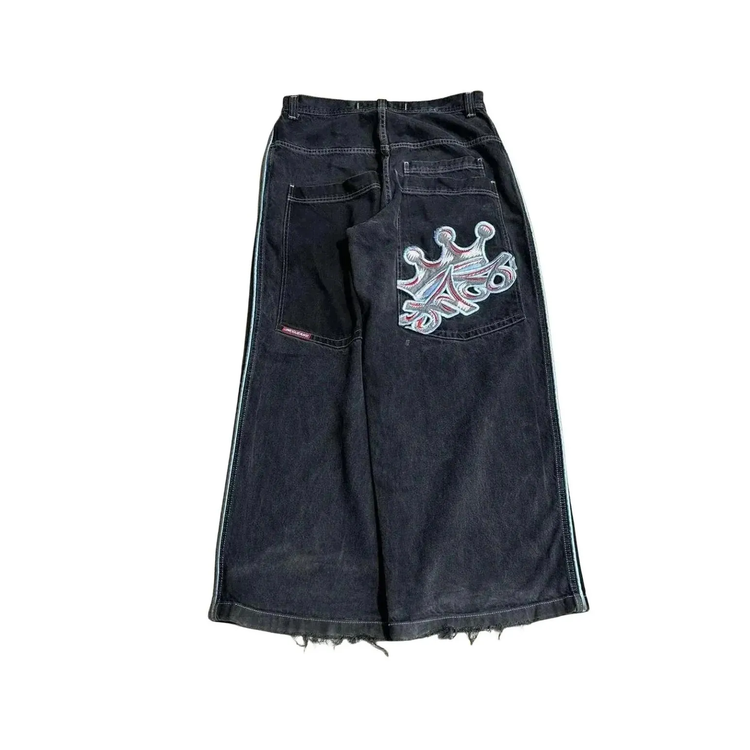 Men`S Jeans Jnco Y2K Harajuku Hip Hop Letter Embroidered Vintage Baggy Denim Pants Mens Goth High Waist Wide Trousers 240311 Drop Del Dhabh