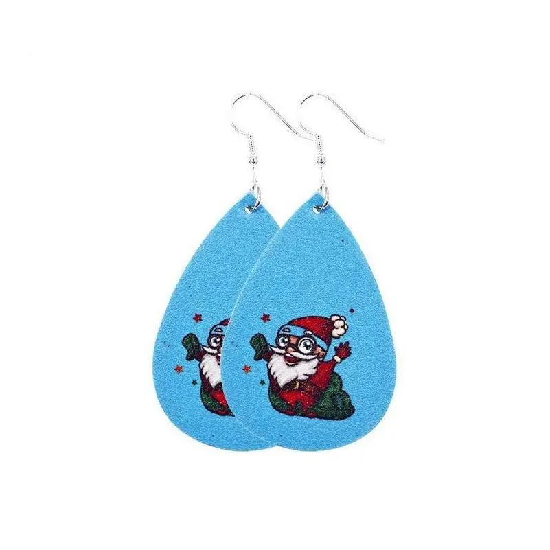 Dangle & Chandelier Christmas Leather Earrings Faux Drops For Women Tree Bell Deer Earring Gift Drop Delivery Jewelry Dhe1Z